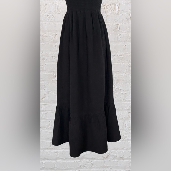 Ingrid & Isabel Black Tiered Maternity Smocked Bodice Maxi Midi Dress Sz S Boho - Picture 4 of 9